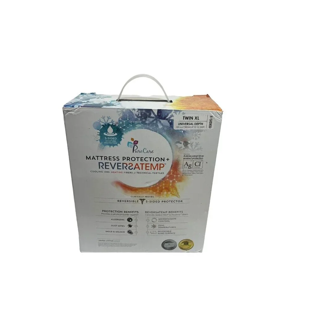 Purecare Reversatemp Cool Warm Temperature White Mattress Protector twin xl NEW